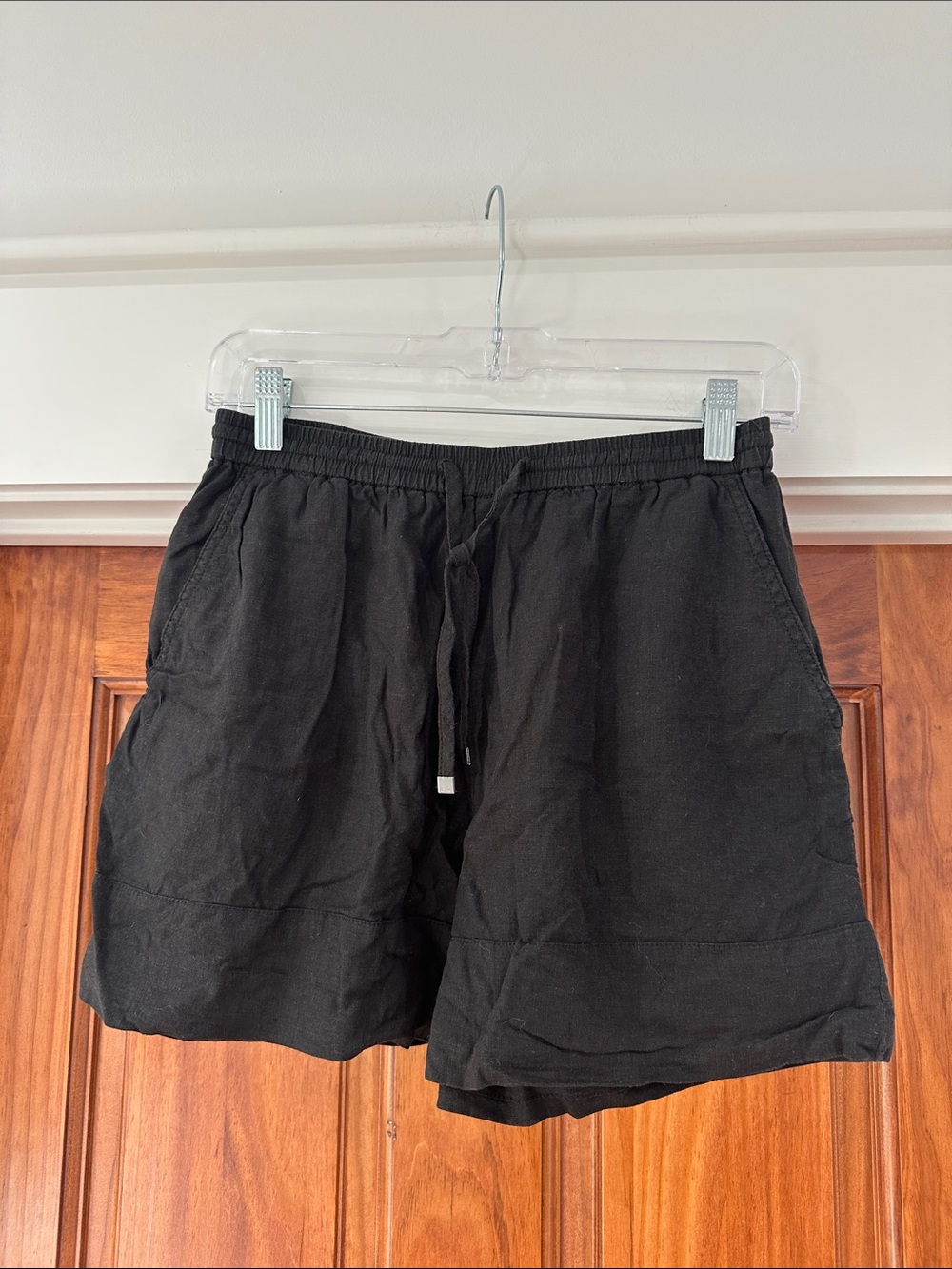 Mango Black Linen Drawstring Shorts